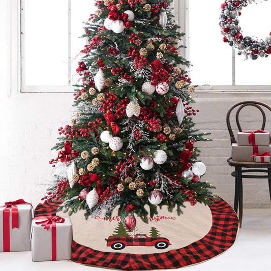 Linen Tree Skirt Car Christmas Decor