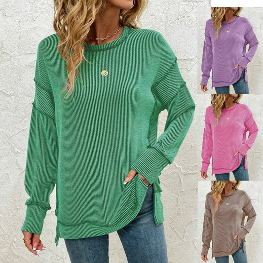 Twist Strip Split Long Sleeve Sweatshirt