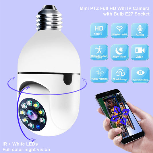 WiFi Camera 1080P Bulb 4X Zoom E27 Home
