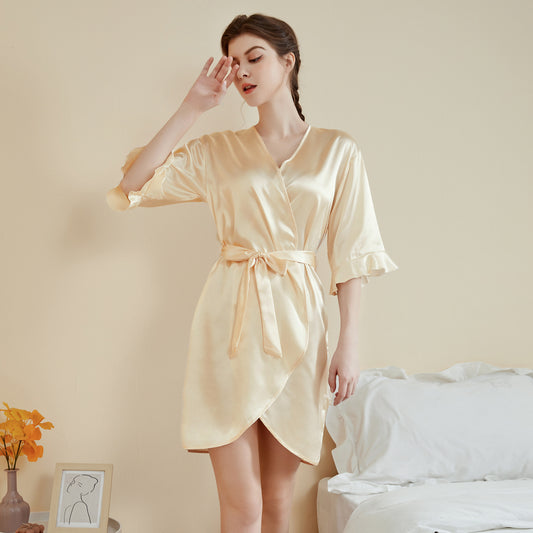 Ruffle Sleeve Cool Short Nightgown Bathrobe