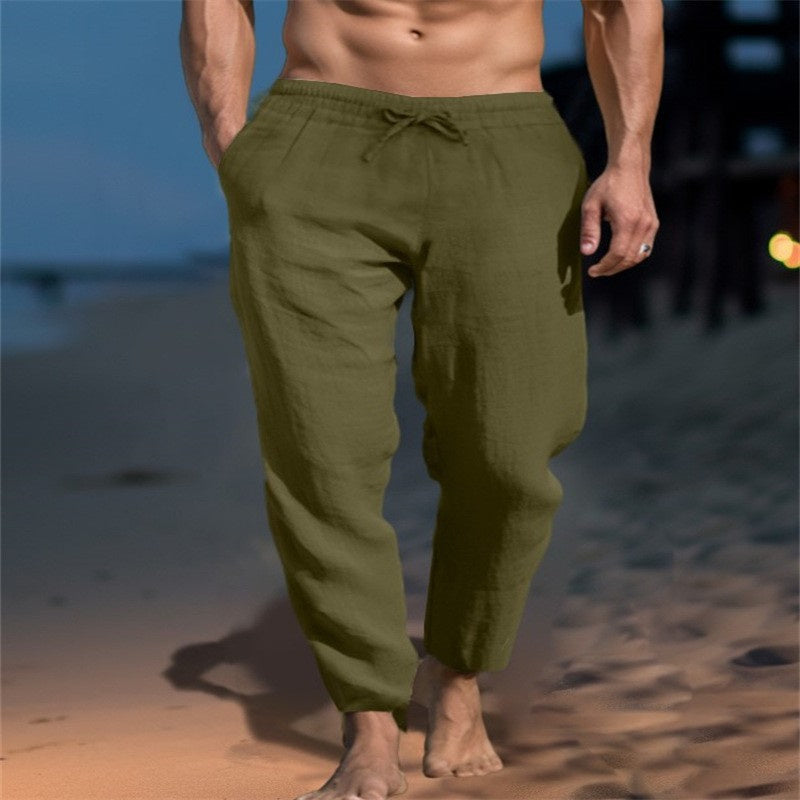 New Men's Solid Color Cotton Pants