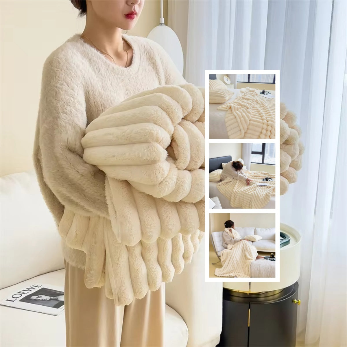 Soft Wind Bubble Velvet Fur Blanket