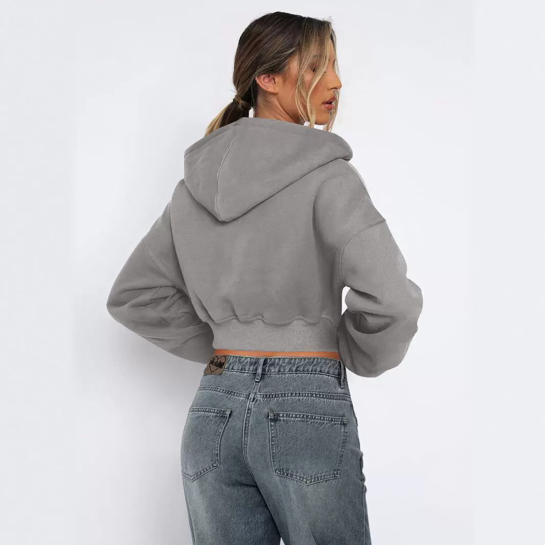 Long Sleeve Fleece Zipper Hoodie Jacket