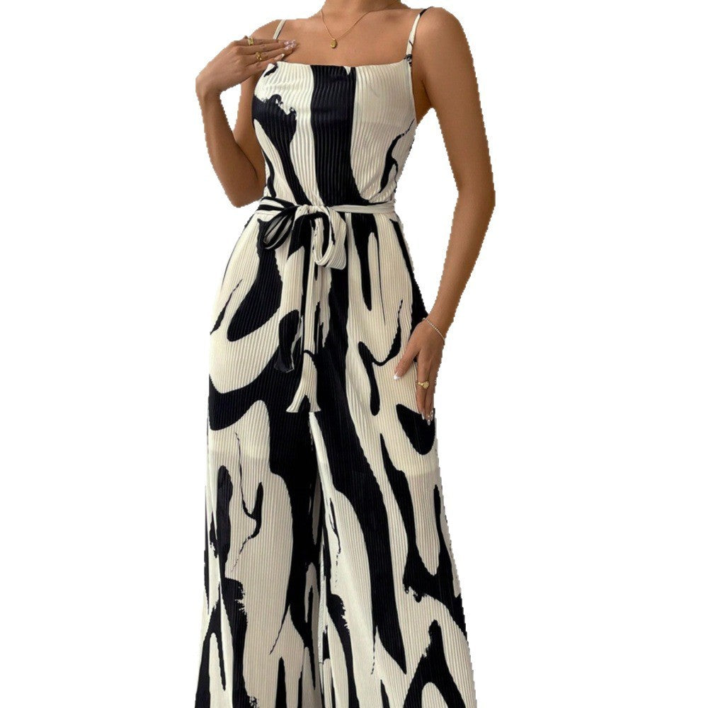 Printed Loose Women's Sleeveless Jumpsuit
