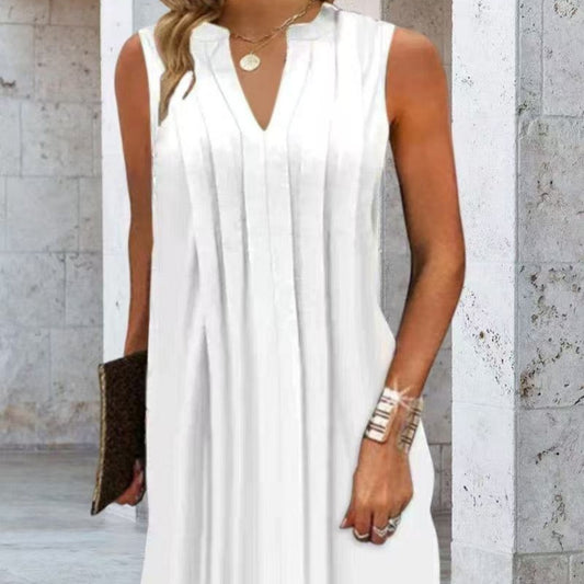 Women's Solid Color V-neck Vest Dress