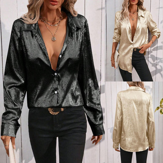 Solid Color Loose Long Sleeve Shirt
