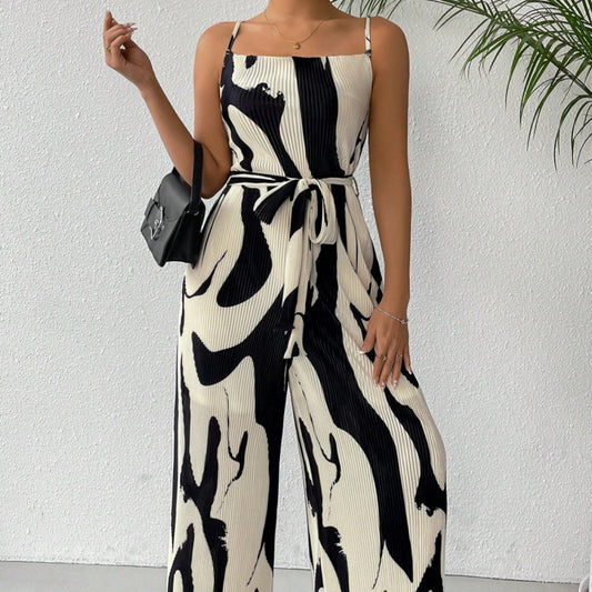 Printed Loose Women's Sleeveless Jumpsuit