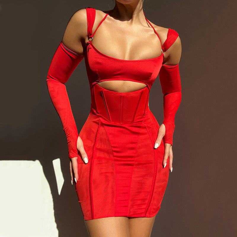 Women's Sling Backless Mesh Dress
