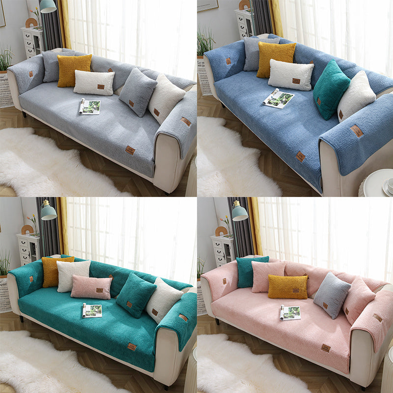 Modern Solid Color Lamb Wool Sofa Cover